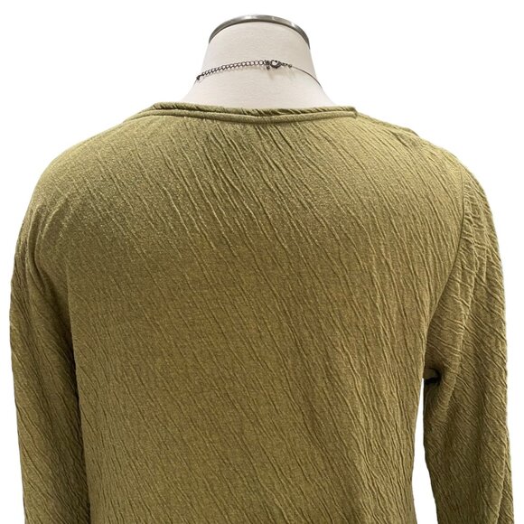 Pure Jill Womens Textured Olive Green Long Sleeve Top L Comfy Casual Relaxed Fit - Picture 8 of 8